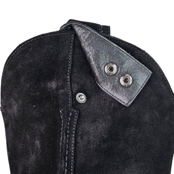 Vaneli Hash Black Nubuck Knee High Stitching Adjustable Snap Pull On Heel Boots - Picture 12 of 16